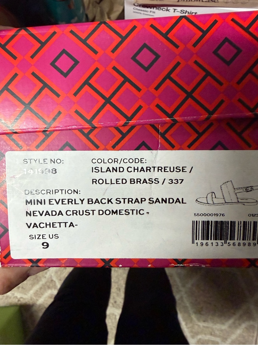 TORY BURCH Mini Everly Back Strap Leather Sandals Island Chartreus 9 NIB - Picture 5 of 5